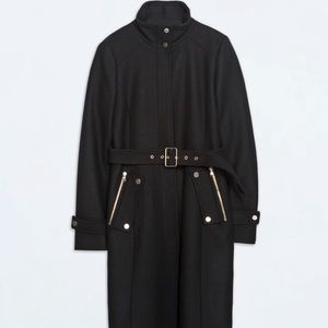 Zara Black Wool Dress Coat XS